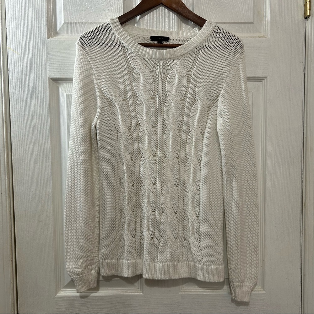 J.Crew Fisherman Cable Knit Sweater Women's White Size Small